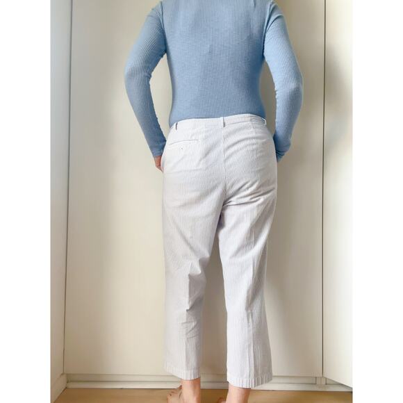 Lands' End Womens Pants Cropped Size 10 Seersucker Clam Digger Summer Cotton - Picture 6 of 11